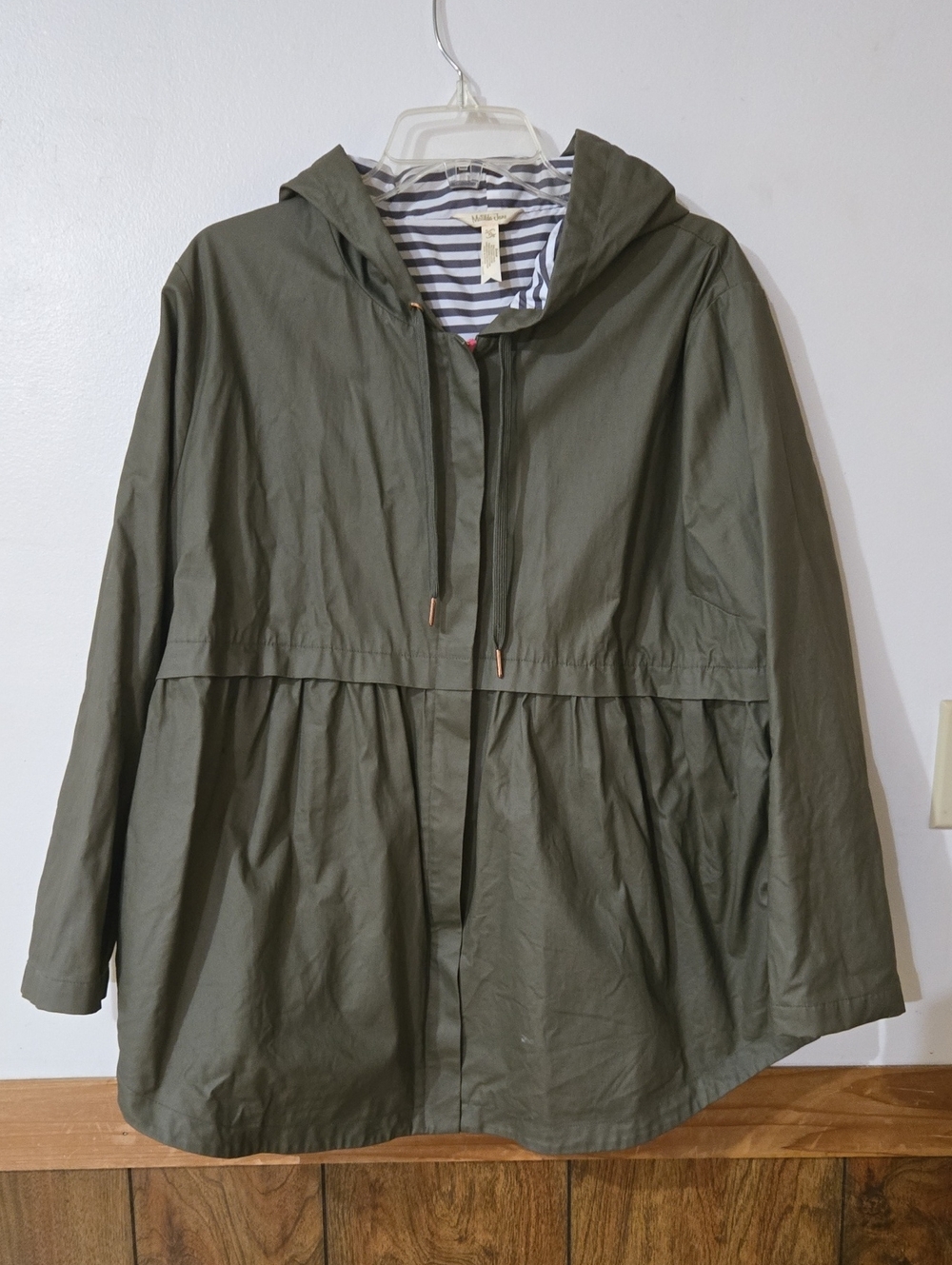 Matilda Jane Skies Are Grey Raincoat With Hood  Olive Green Size XL